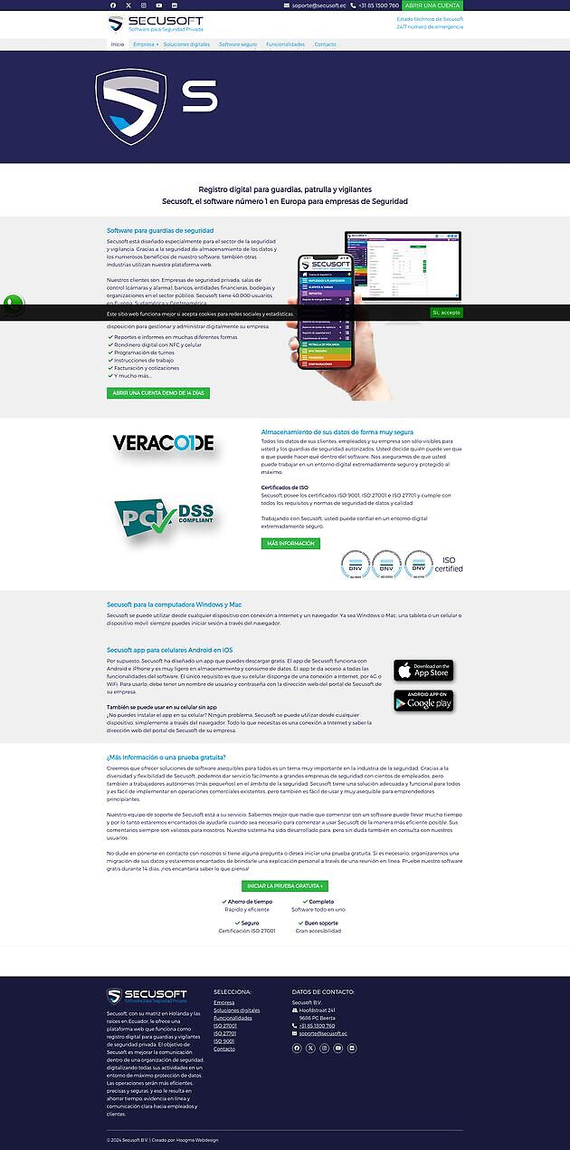 Sitio web en español para Secusoft, Beerta Hoogma Webdesign Beerta